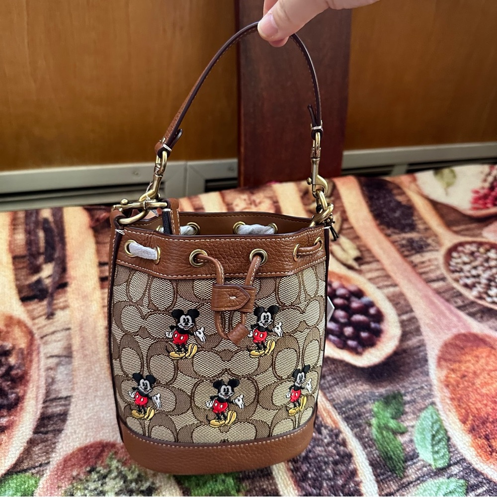 Coach X Disney Mini Dempsey Bucket Bag Signature Jacquard CN499